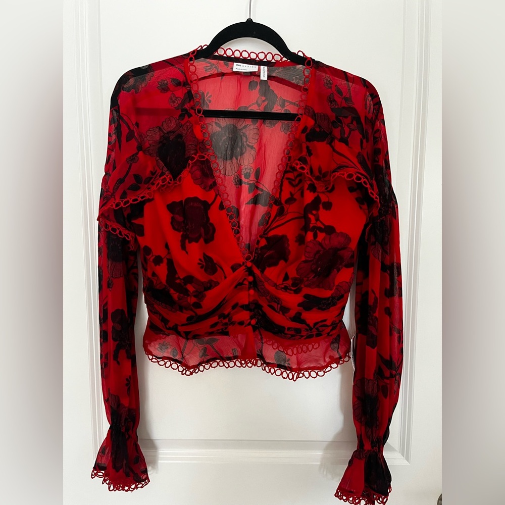 ASOS Ruffle Eyelet Blouse